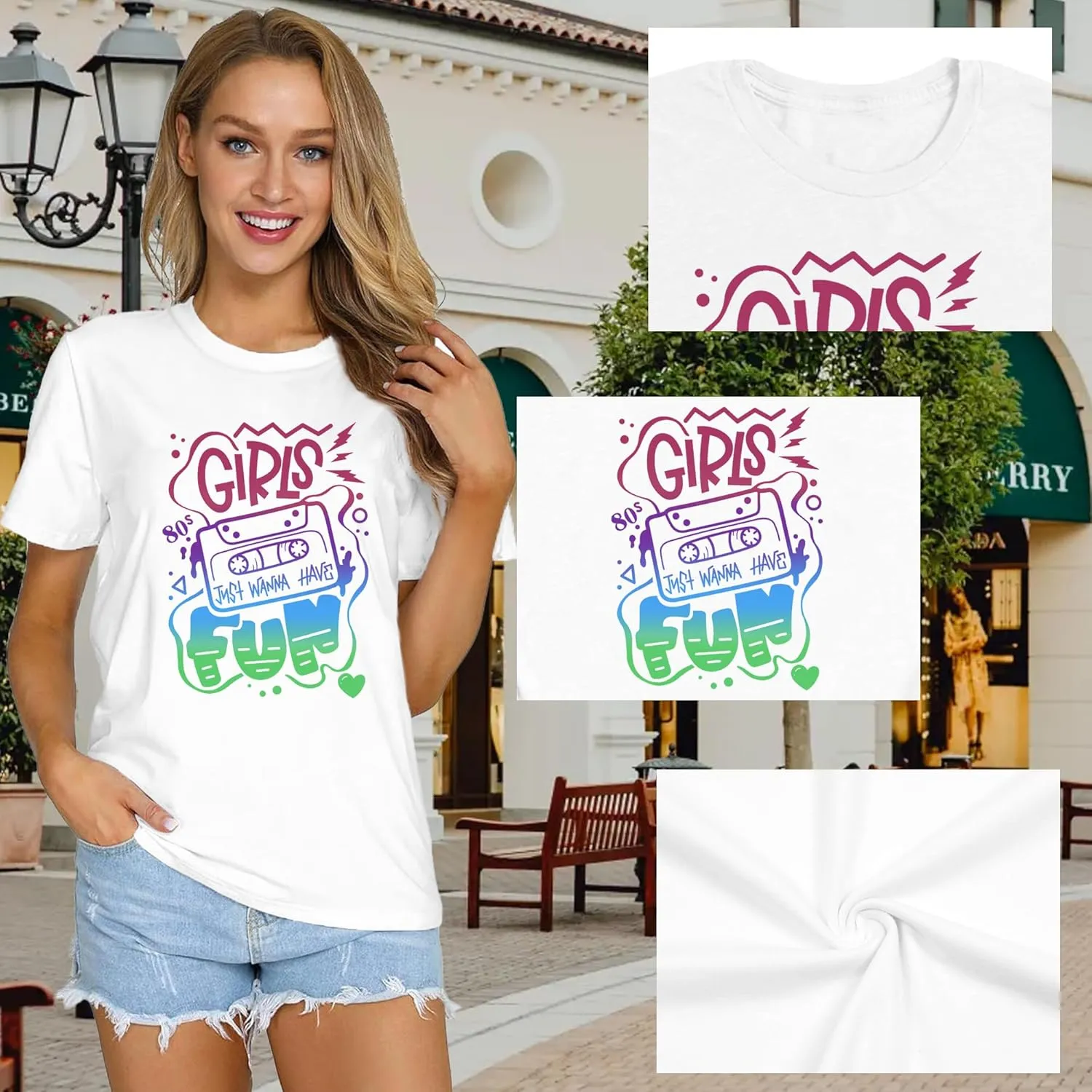 80s Shirt for Women Retro Vintage 80s' Party Tshirt Girls Just Wanna Have Fun Tee Tops