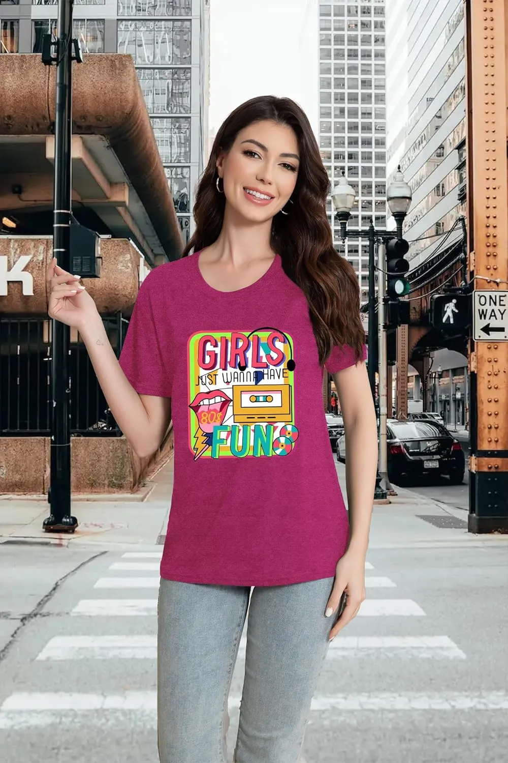 80s Shirt for Women Retro Vintage 80s' Party Tshirt Girls Just Wanna Have Fun Tee Tops