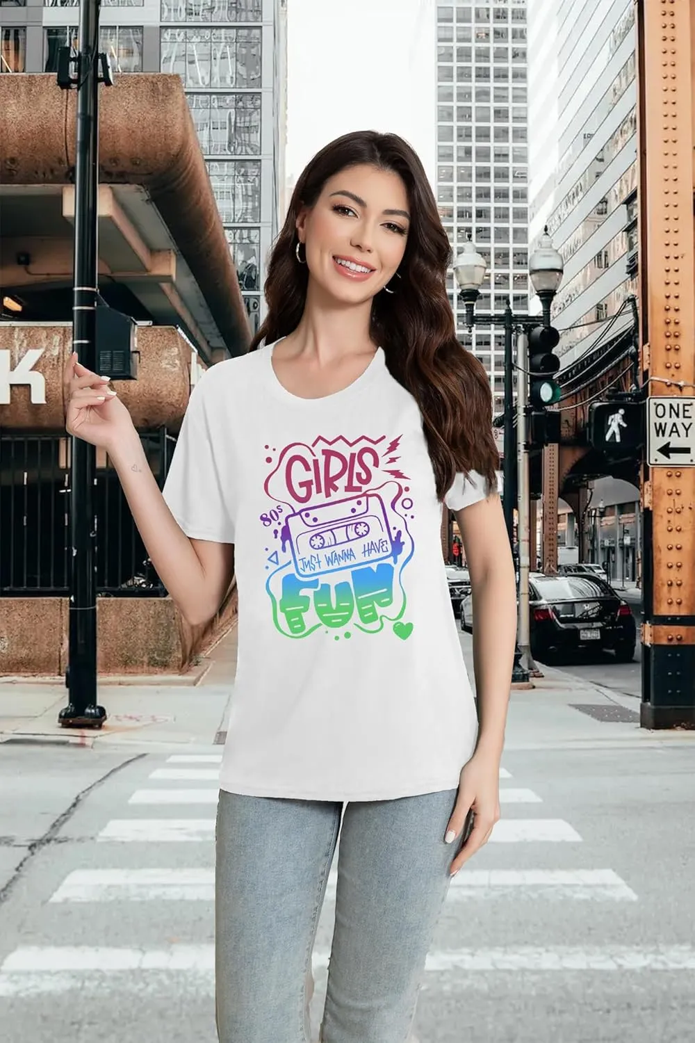 80s Shirt for Women Retro Vintage 80s' Party Tshirt Girls Just Wanna Have Fun Tee Tops