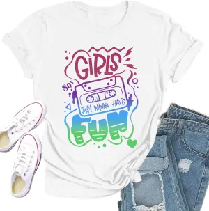 80s Shirt for Women Retro Vintage 80s' Party Tshirt Girls Just Wanna Have Fun Tee Tops