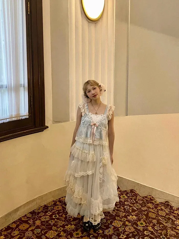 [August unicorn] Blue Moonlight Handmade Drop Top Skirt Set