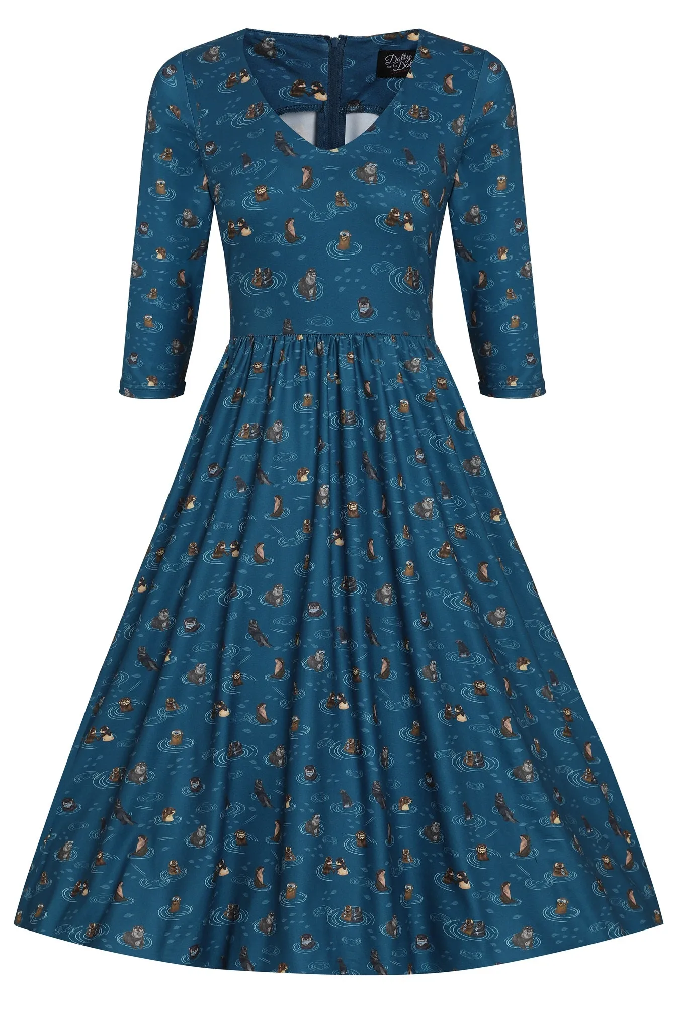 Billie Long Sleeved Blue Otter Family Dress