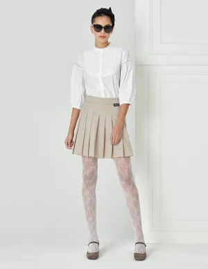BORA AKSU Beige Preppy Pleated Skirt