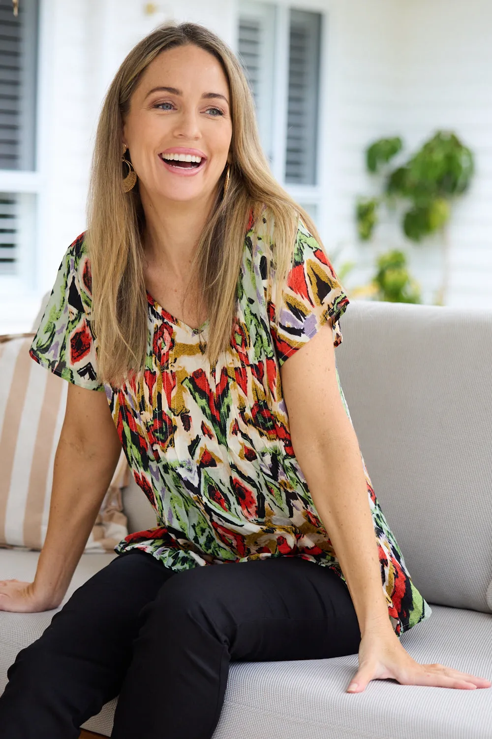 Carmody Cotton Top - Summer Ikat