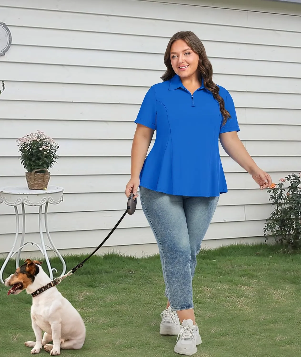 Casei Women's Plus Size Golf Polo Shirts Short Sleeve Collared Tennis Workout Tops Loose Fit UPF 50 