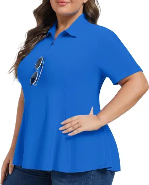 Casei Women's Plus Size Golf Polo Shirts Short Sleeve Collared Tennis Workout Tops Loose Fit UPF 50 