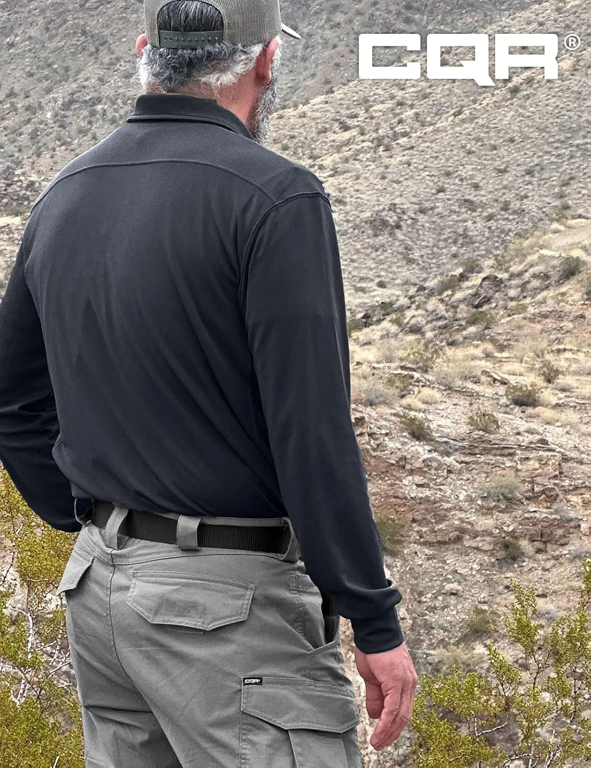 CQR Men's Polo Shirt, Long Sleeve Tactical Shirts, Outdoor UPF 50  Pique Shirt, Dry Fit Lightweight Golf Shirts