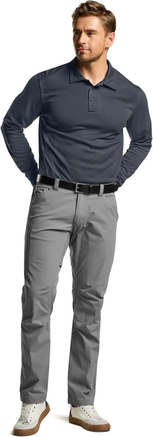 CQR Men's Polo Shirt, Long Sleeve Tactical Shirts, Outdoor UPF 50  Pique Shirt, Dry Fit Lightweight Golf Shirts