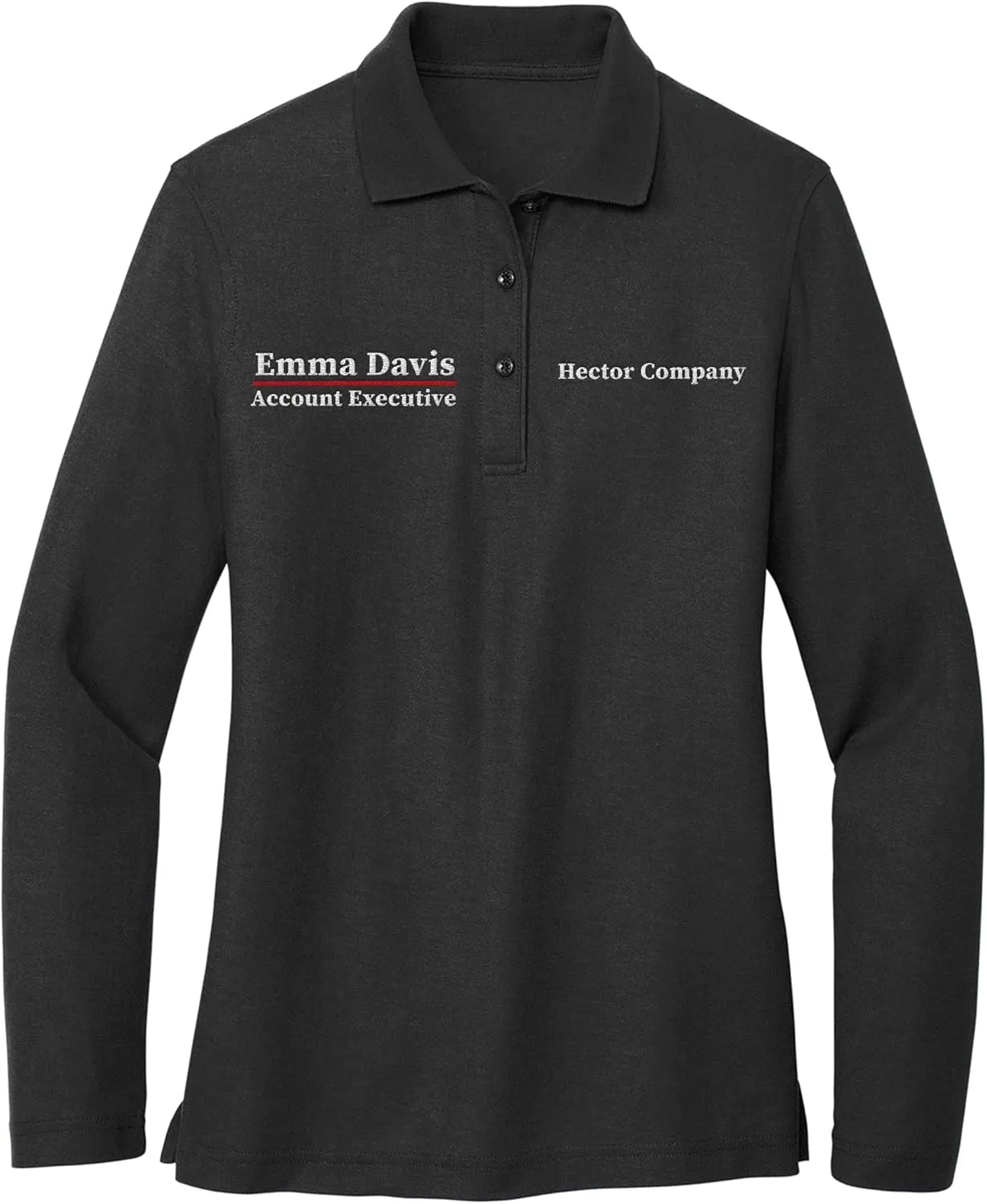 Custom Embroidered Long Sleeve Polo Shirt for Women Personalized Embroidery Text Name
