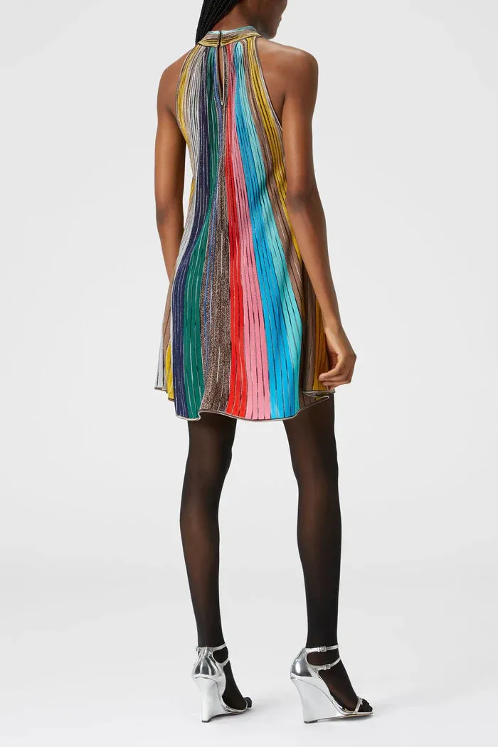 DS24WG0P Sleeveless dress in lamé pleated knit