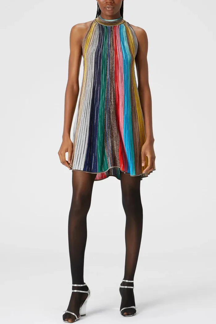 DS24WG0P Sleeveless dress in lamé pleated knit
