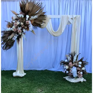 Elizabeth floral on white arbour with drape