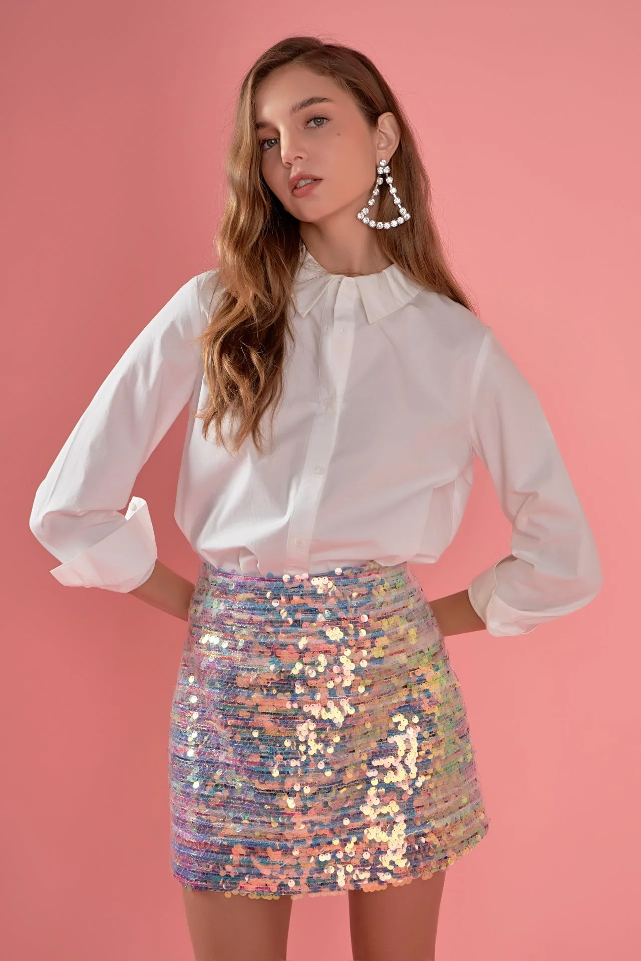 English Factory - Striped Woven Mini Skirt With Sequins