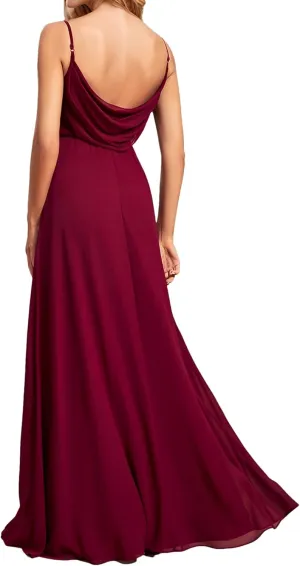 Ever-Pretty Women's Sexy Spaghetti Straps Cowl Back Empire Waist A Line Pleated Chiffon Bridesmaid Dress 80026-PH