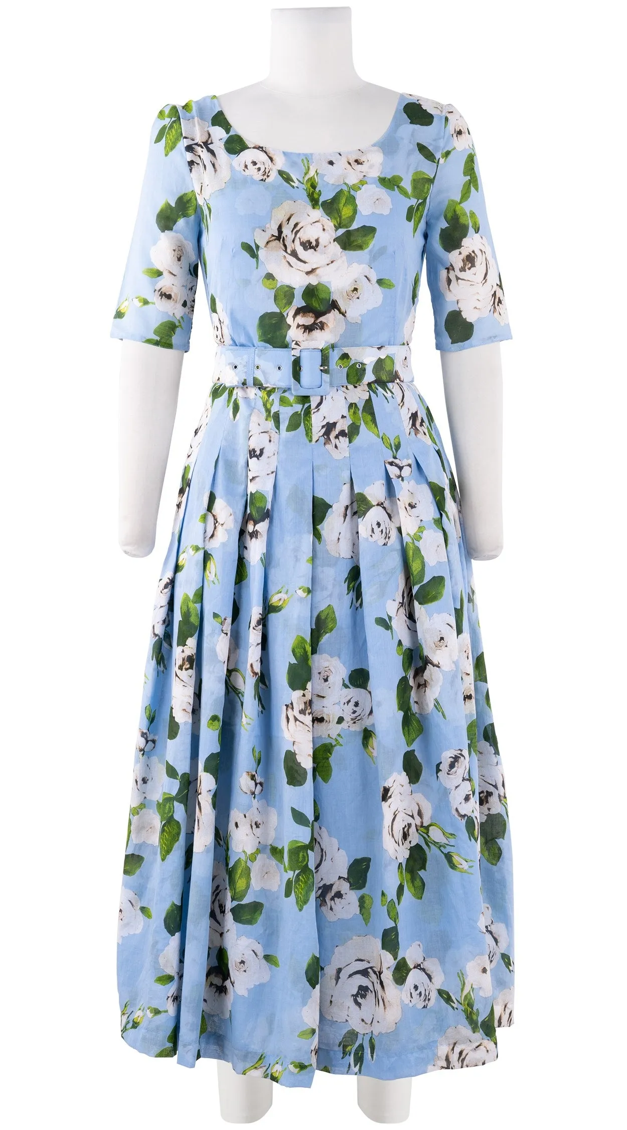 Florance Dress #4 Boat Neck 1/2 Sleeve Midi Plus Length Cotton Musola (Amber Queen Small)