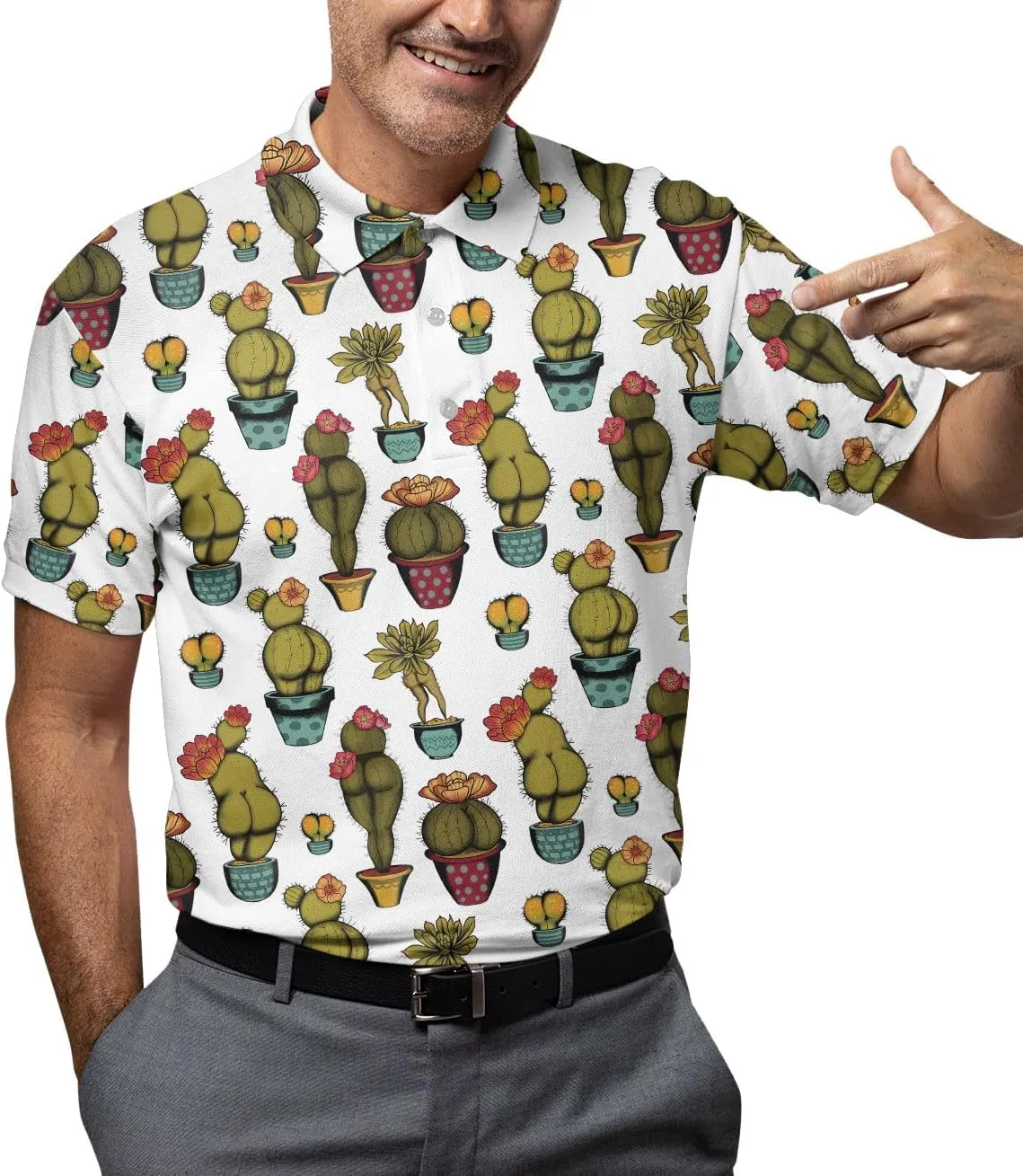 Funny Casual Golf Pattern Polo Shirts for Men Golf Polos Pattern Mens Polo Shirts Short Sleeve Button Up Shirt Men
