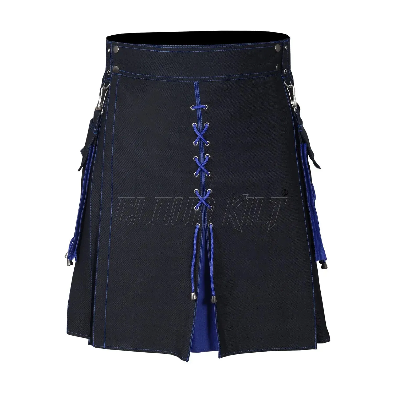 Hybrid Black and Blue Utility Kilt For Men