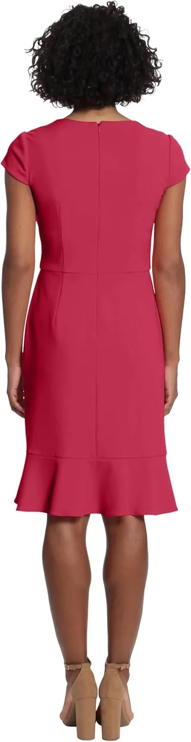 London Times Women's Feminine Ageless Surplice V-Neck Faux Wrap Ruffle Dress Office Event Shower Guest of