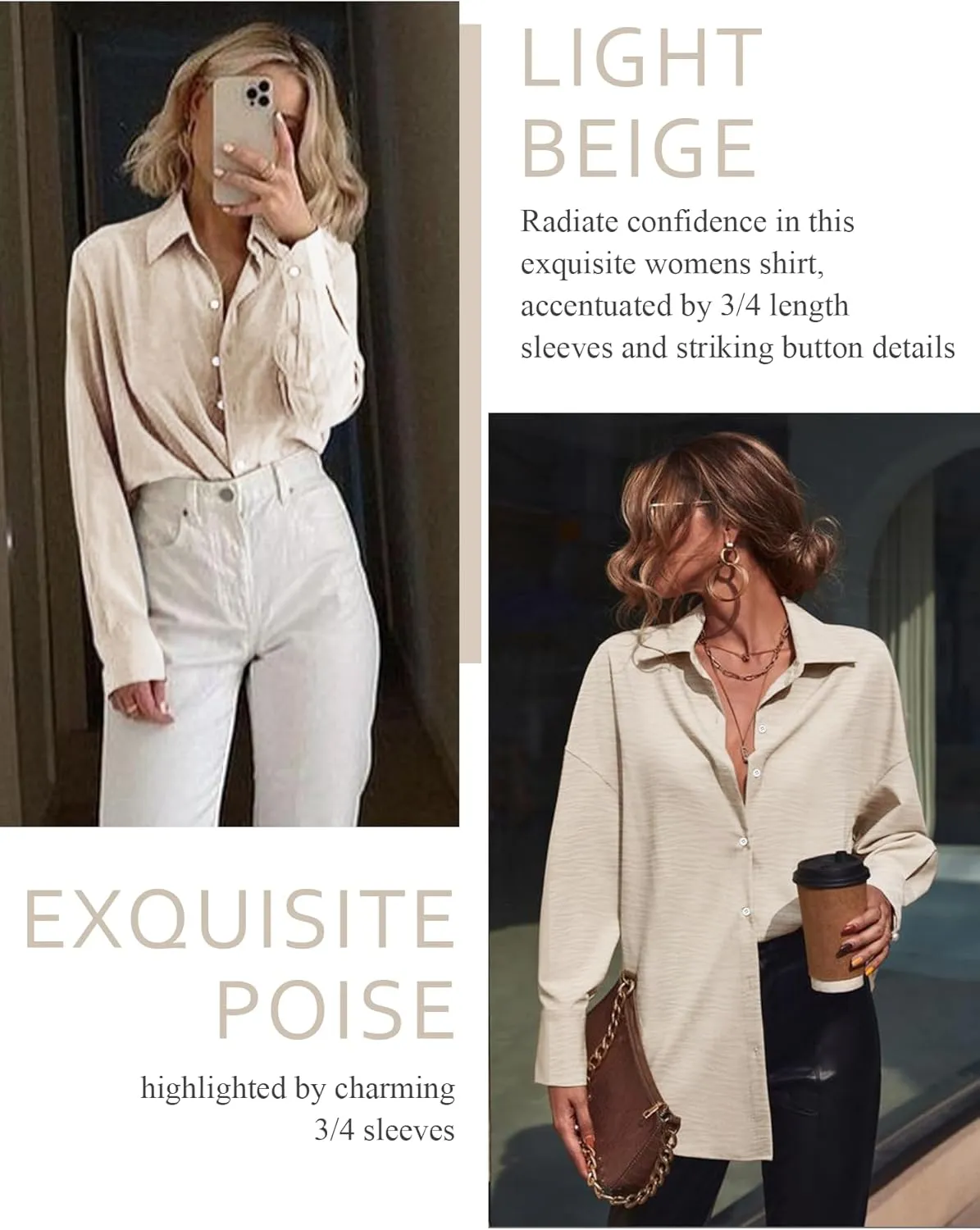 Odosalii Womens Button Down Shirts V Neck Rolled Up Long Sleeve Tops Elegant Dressy Blouses Business Casual Outfits