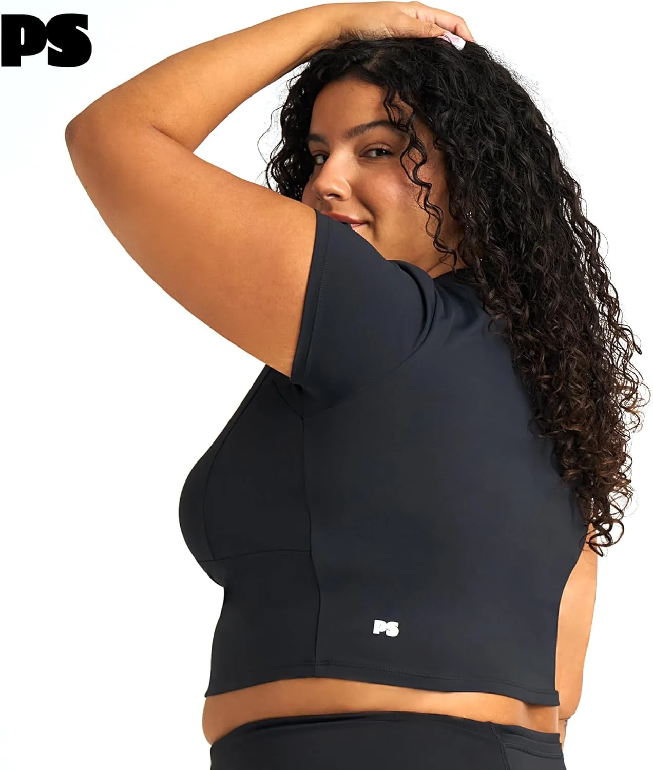POPSUGAR PS Short Sleeve Athletic Tops for Women, Fitted Feminine Seamed Workout Shirts Gym Running Yoga Tshirts