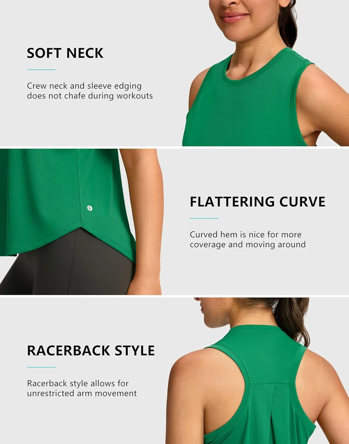 SANTINY Women's Sleeveless Workout Tops Lightweight Tennis Yoga Gym Athletic Running Shirts Racerback Tank Tops for Women