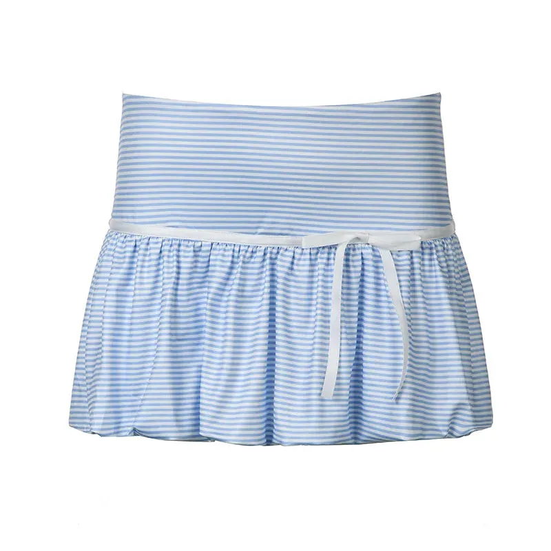 TAVIMART  -  SKinny striped Bow Mini floral bud skirt for summer women Skirts New Sexy versatile low waist A-line skirt for Woman