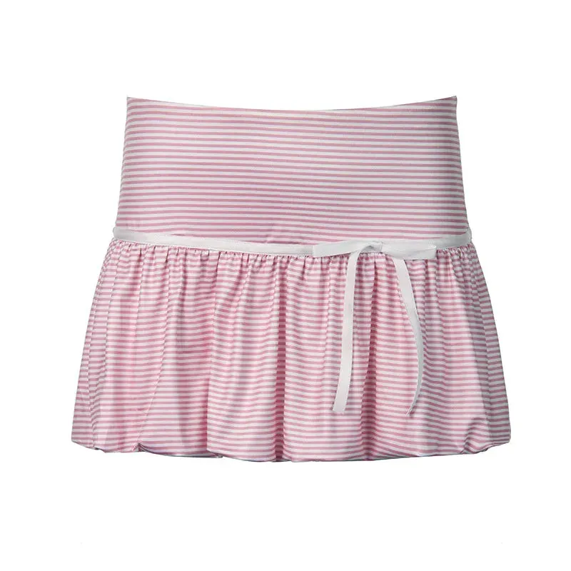 TAVIMART  -  SKinny striped Bow Mini floral bud skirt for summer women Skirts New Sexy versatile low waist A-line skirt for Woman