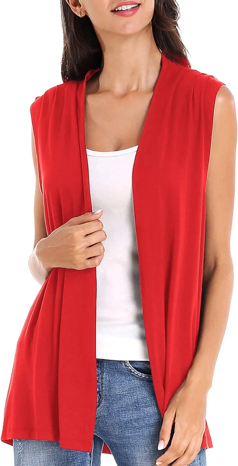 Urban CoCo Women's Sleeveless Cardigan Open Front Vest Lightweight Cool Coat