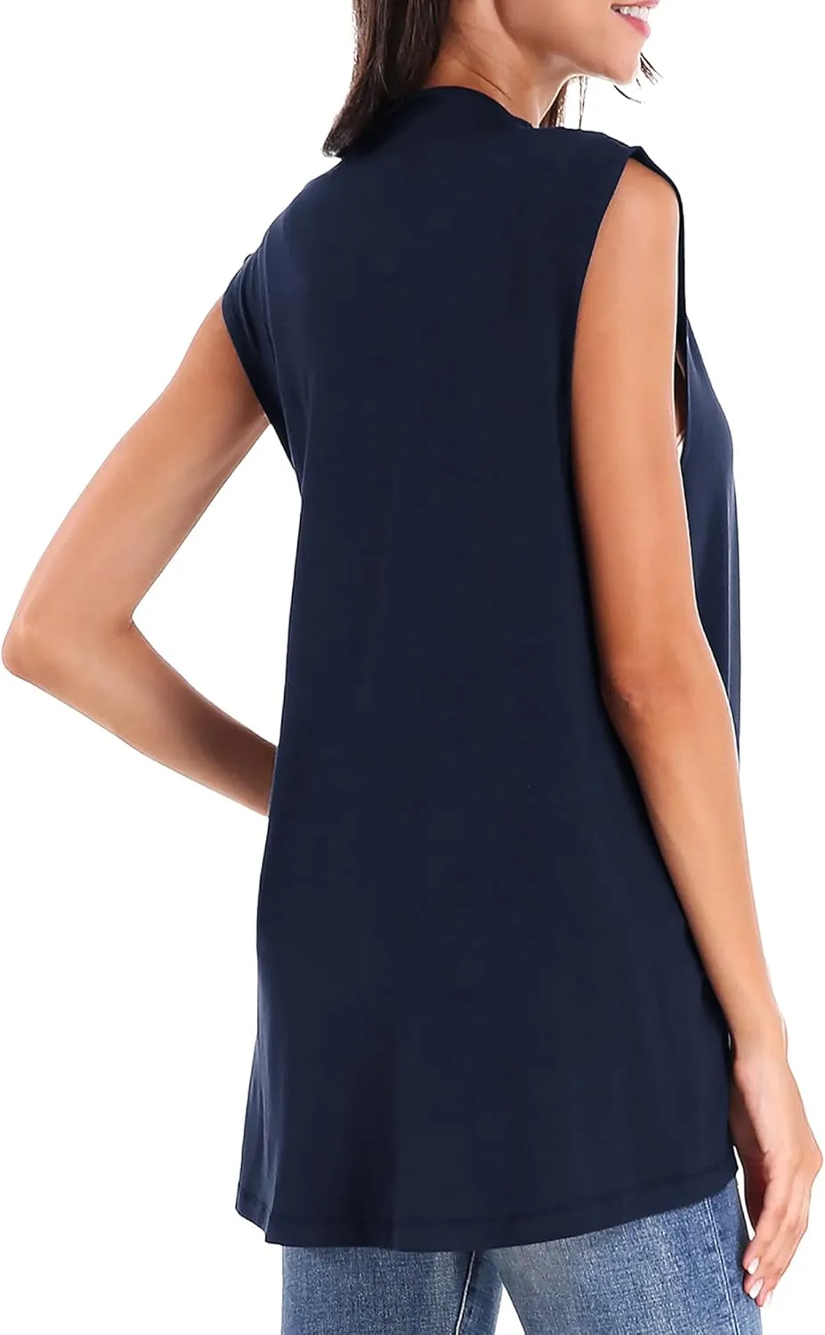 Urban CoCo Women's Sleeveless Cardigan Open Front Vest Lightweight Cool Coat