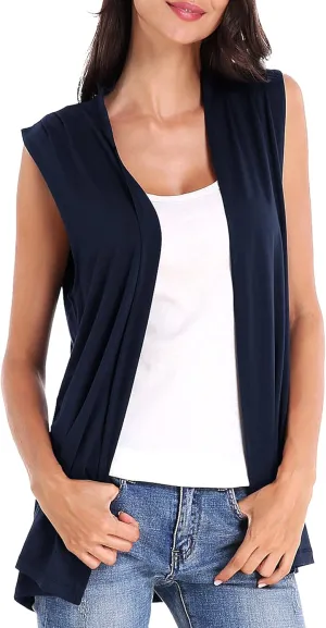 Urban CoCo Women's Sleeveless Cardigan Open Front Vest Lightweight Cool Coat