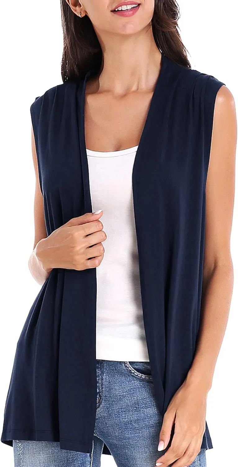 Urban CoCo Women's Sleeveless Cardigan Open Front Vest Lightweight Cool Coat