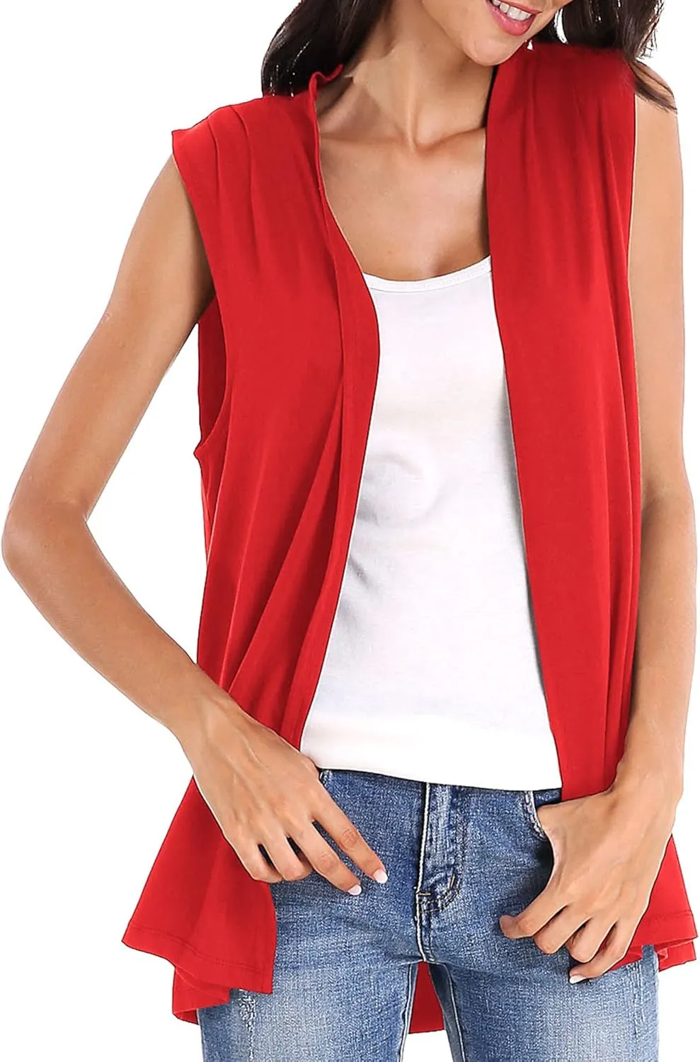 Urban CoCo Women's Sleeveless Cardigan Open Front Vest Lightweight Cool Coat